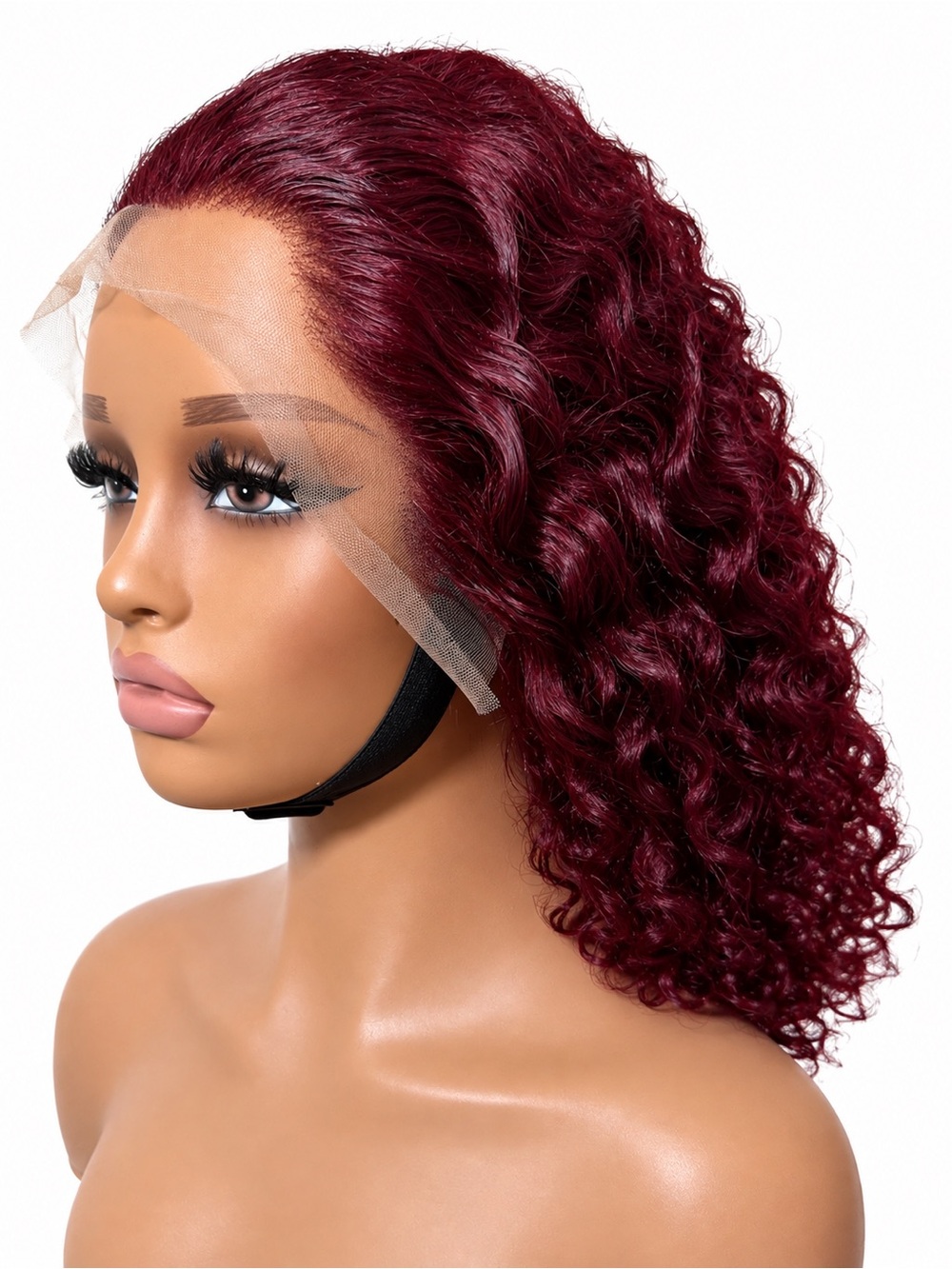 Lace Front Curly Wig in Burgundy - Women Hair